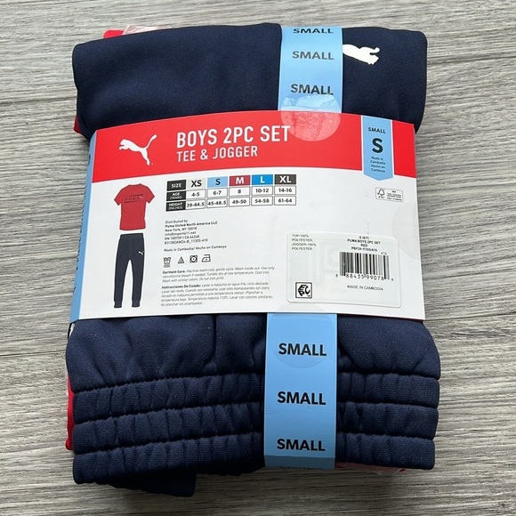 PUMA Boys 2 Piece Jogger Set Red and Blue Size Small - Picture 3 of 4